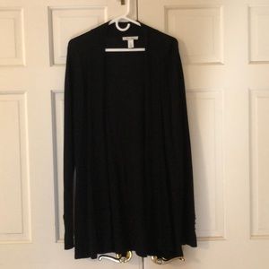 White House Black Market Open Cardigan Thin Solid Black